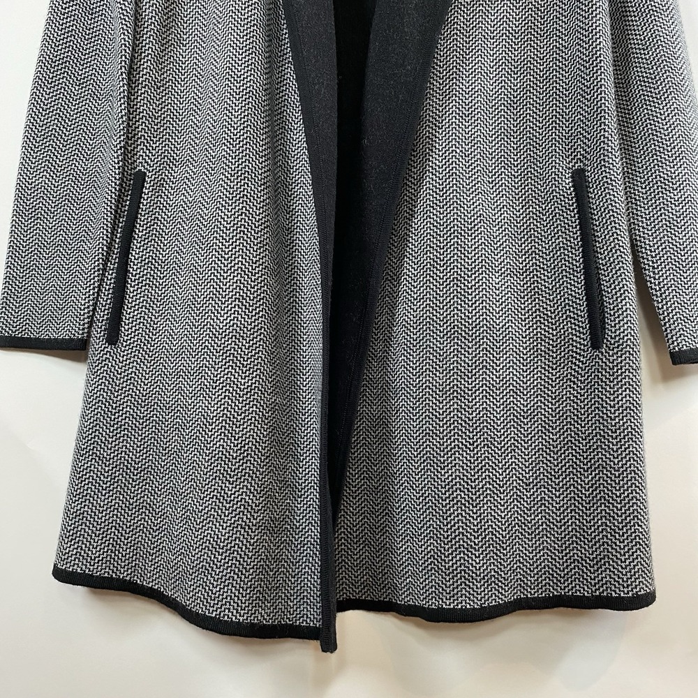 Talbots Womens Merino Wool Front Open Knit Drape Cardigan Herringbone Sz XS Gray - Picture 3 of 16